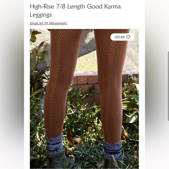 Free People Good Karma Hi Rise Leggings in Sequoia Size Medium Large NWOT $78 - Picture 5 of 10